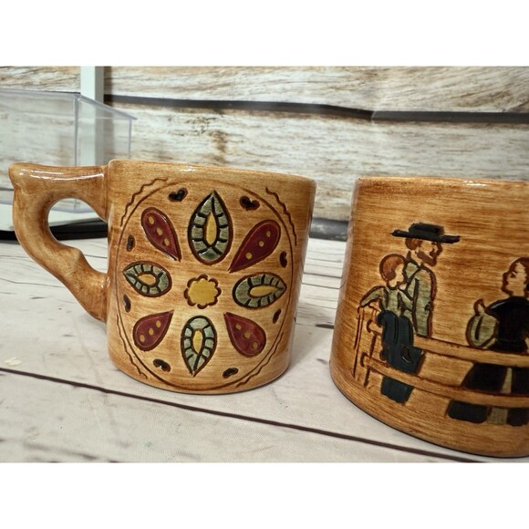 Pennsbury Pottery Mugs Set Of Two Amish Farm Hand Made - Picture 3 of 9